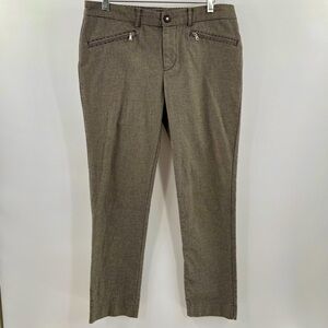 Lauren Ralph Lauren Herringbone Cotton Straight Leg Stretch Zipper Pockets Pant